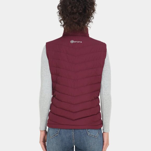 Ororo Women's Heated Lightweight Down Vest (Apparel Only) Wine Red XS - Picture 3 of 16